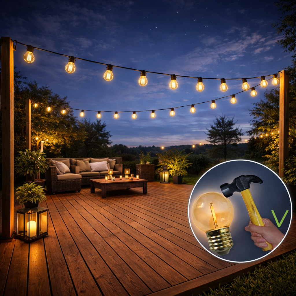 Guirlande 3m TEMPEST (Ampoules Incassables) 6xE27/G45 LED 1W - 1700K