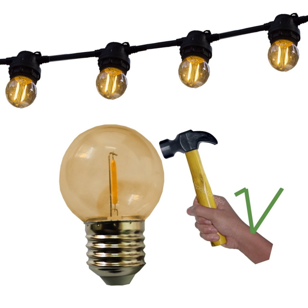 6 Ampoules Incassable TEMPEST E27/G55 Fil. LED 1W 1700K - Antic (Soit 2.95€/pc)