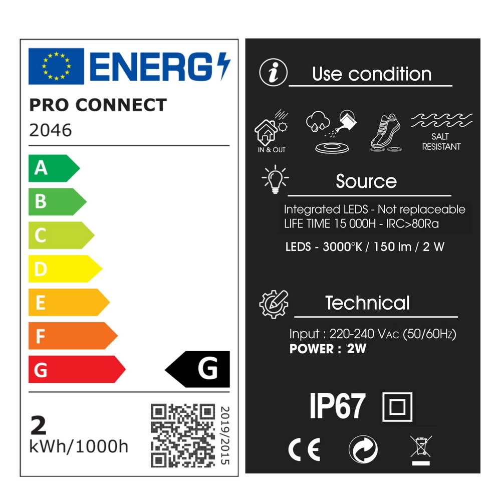 2046 - Spot encastré bois Ø7,5cm 3000°K