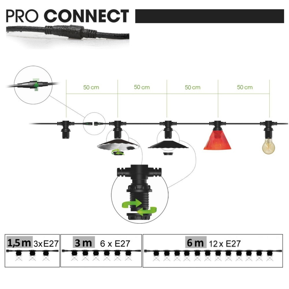 Guirlande 96m TEMPEST (Ampoules Incassables) 192xE27/G45 LED 1W - 1700K