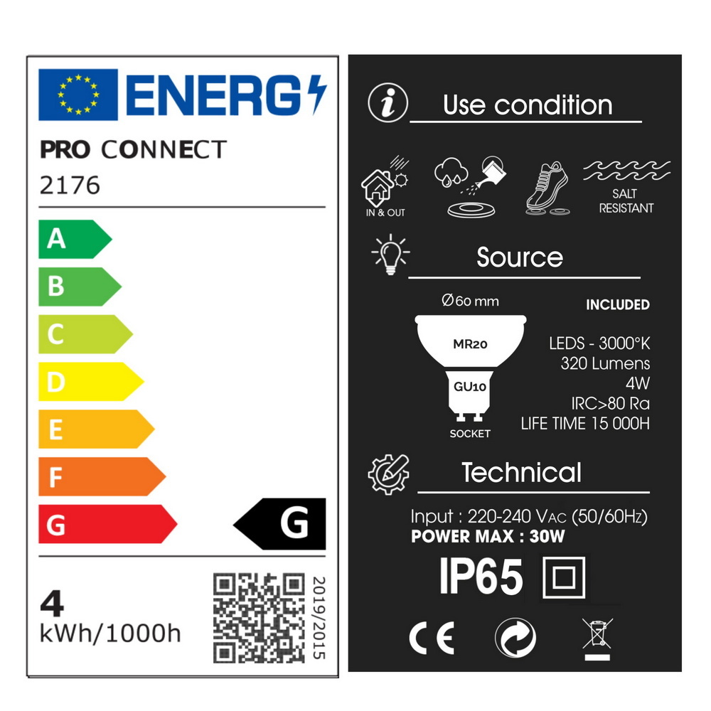 2176 - Spot à encastrer bois Ø12cm 3000°K