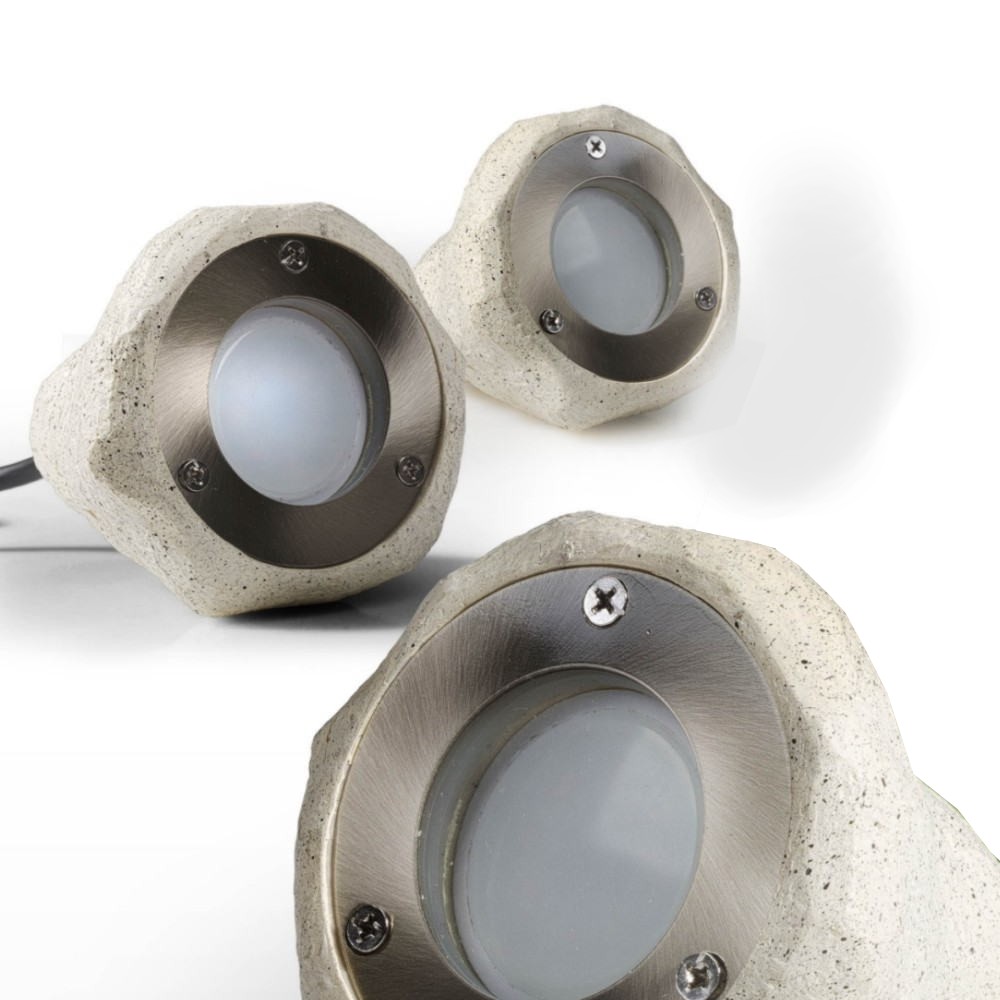 3216-Set - Kit 3 Projecteur résine imitation Pierre 2W