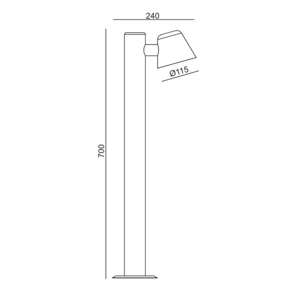 4615 - Potelet TITAN, Noir - Ht 70 cm