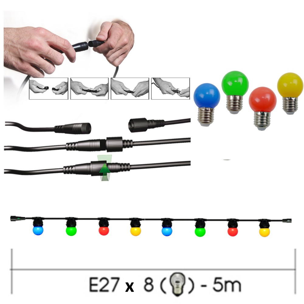 B001 - Guirlande 5m 8xE27 Multicolor
