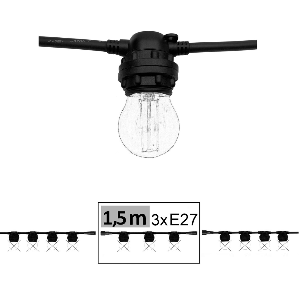 8502-G40 - Guirl. 1,5m 3xE27/G45 Fil 3000K