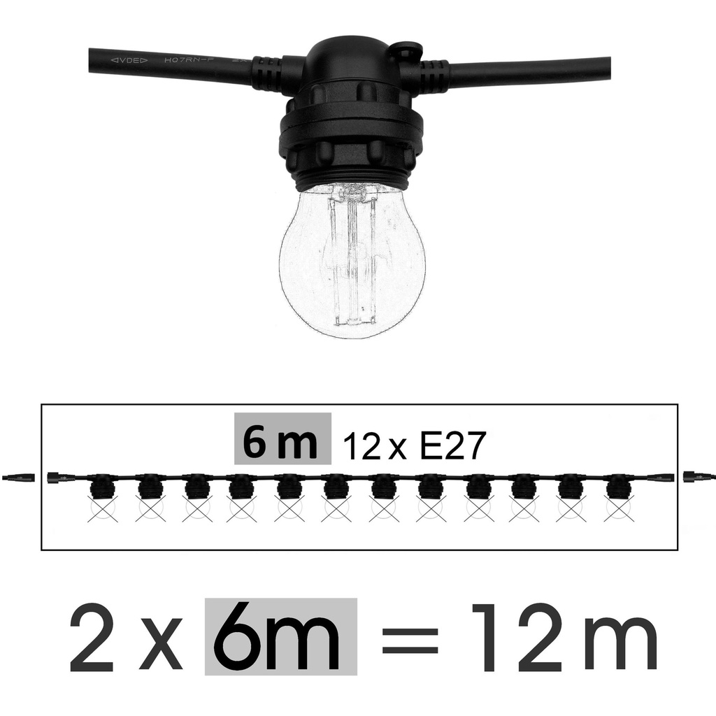 8512-G31 - Guirl. MUSETTE 12m 24xE27/G45 Fil 1700K