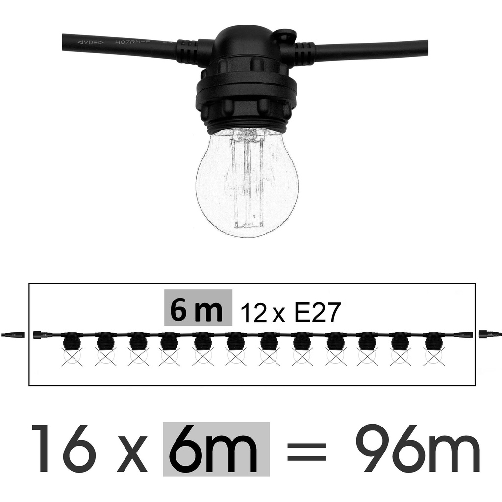 85288-G11 - Guirl. TEMPEST. 288m 576xE27/G45 Fil 1700K
