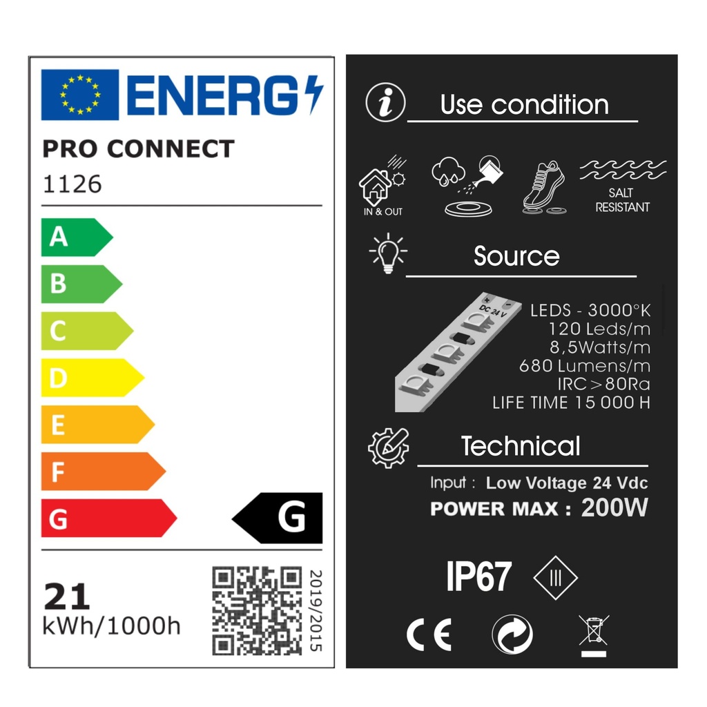 1126 - Bandeau Lumineux Silicone - 2,5 m (in+out)