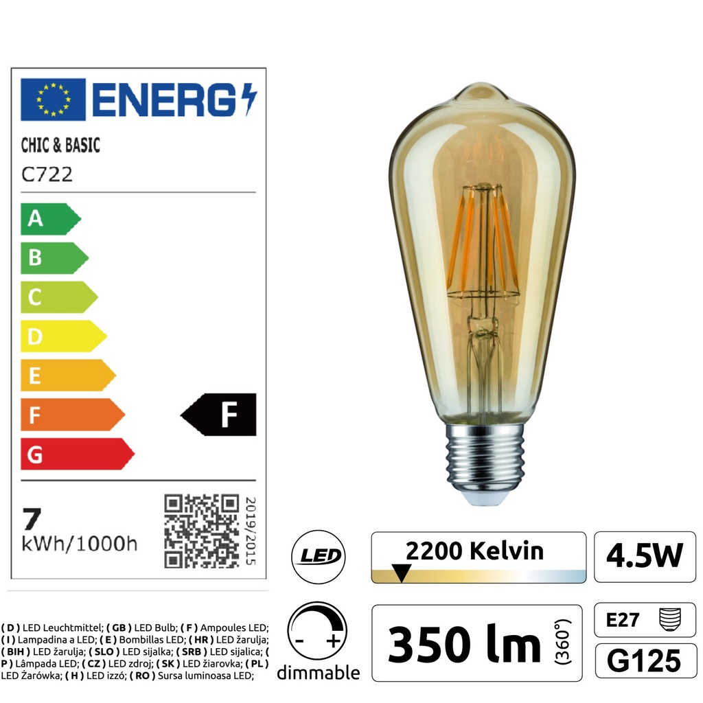 8603-C722 - Guirlande (Extension) 3m 4xE27/ST64 Fil 2200K