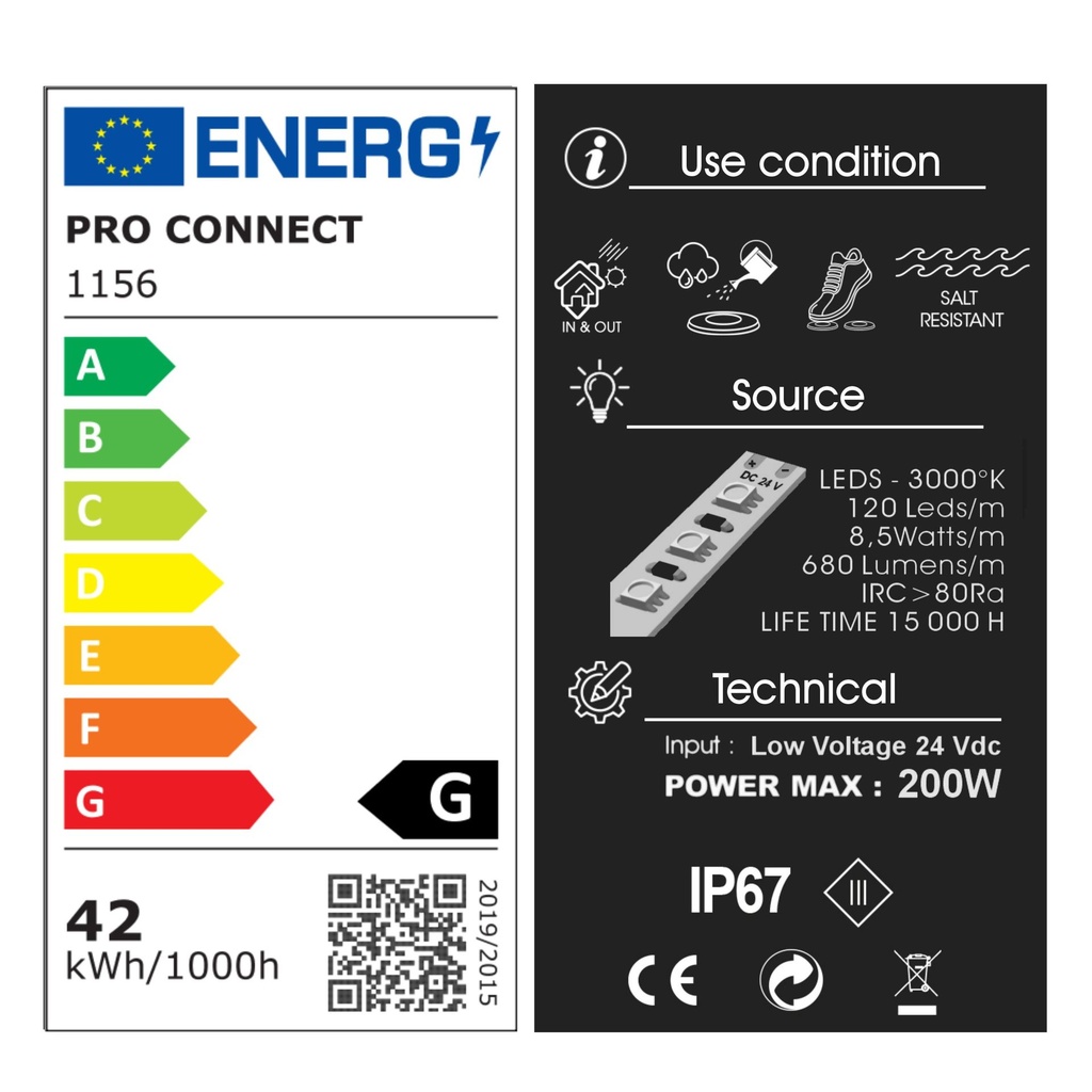 1156 - Bandeau Lumineux Silicone - 5 m (in+out)