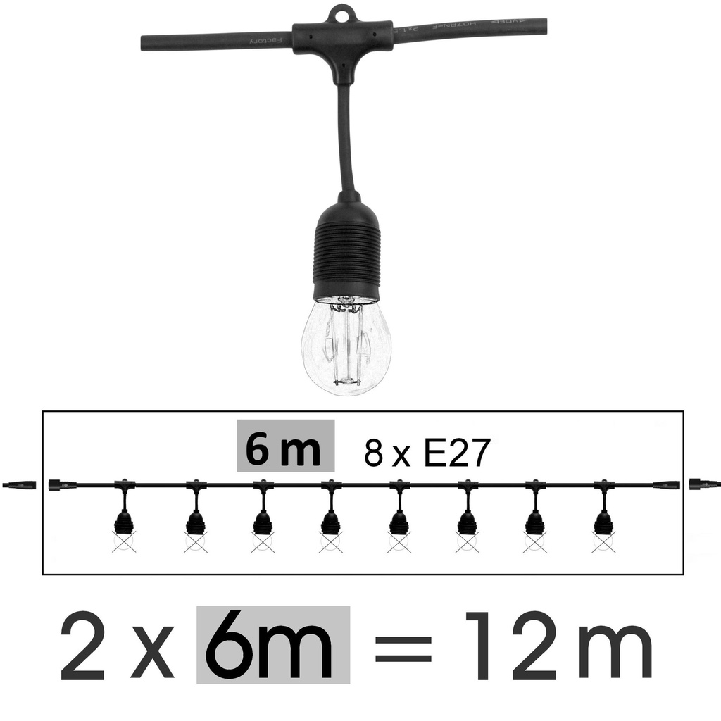 8612-G42 - Guirl. 12m 16xE27/G45 Fil 3000K
