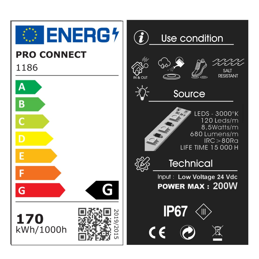 1186 - Bandeau Lumineux Silicone - 20 m (in)