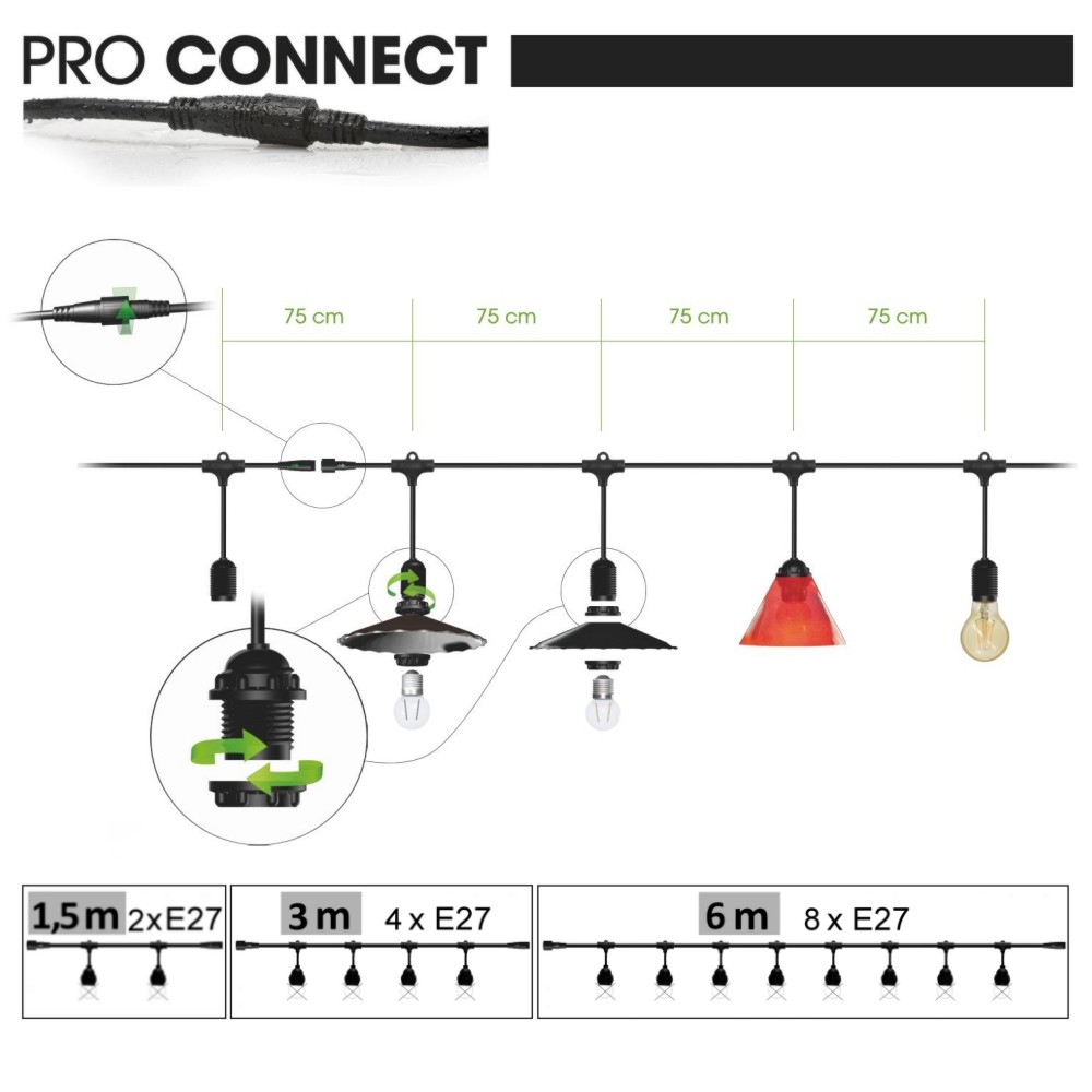 G602 - EXTENSION - Guirlande BISTRO 1,5m 2xE27