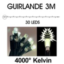 9512 - EXTENSION - Guirlande 30 LEDS (Flash) - 3 m - Fil Noir - Blanc Chaud 4000°K