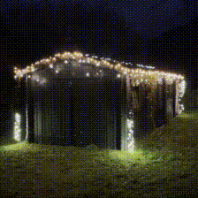 9532 - EXTENSION - Stalactite 60 LEDS (Flash) - L 2 m x H 55 cm -  Fil Noir - Blanc Chaud 4000°K