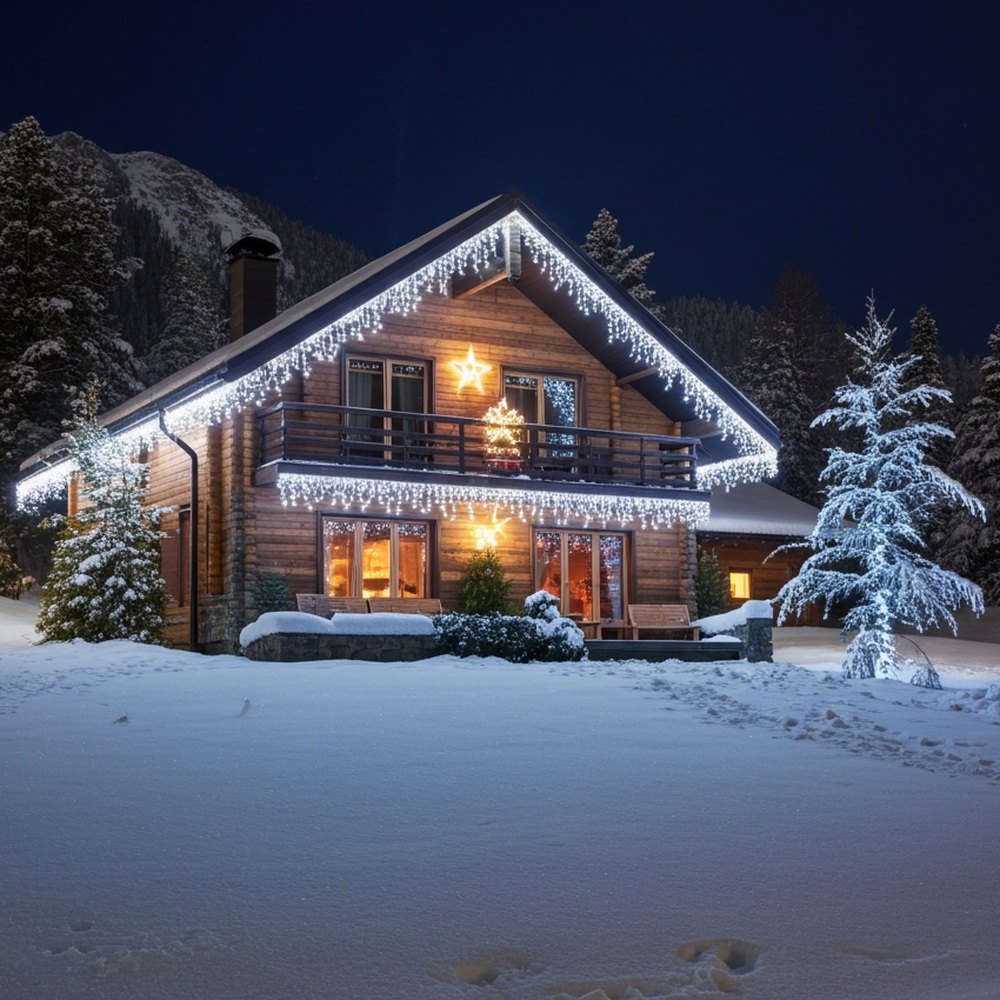 9523 - EXTENSION - Guirlande 60 LEDS (Flash) - 6 m - Fil Noir - Blanc Froid 6500°K