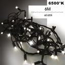 9523 - EXTENSION - Guirlande 60 LEDS (Flash) - 6 m - Fil Noir - Blanc Froid 6500°K
