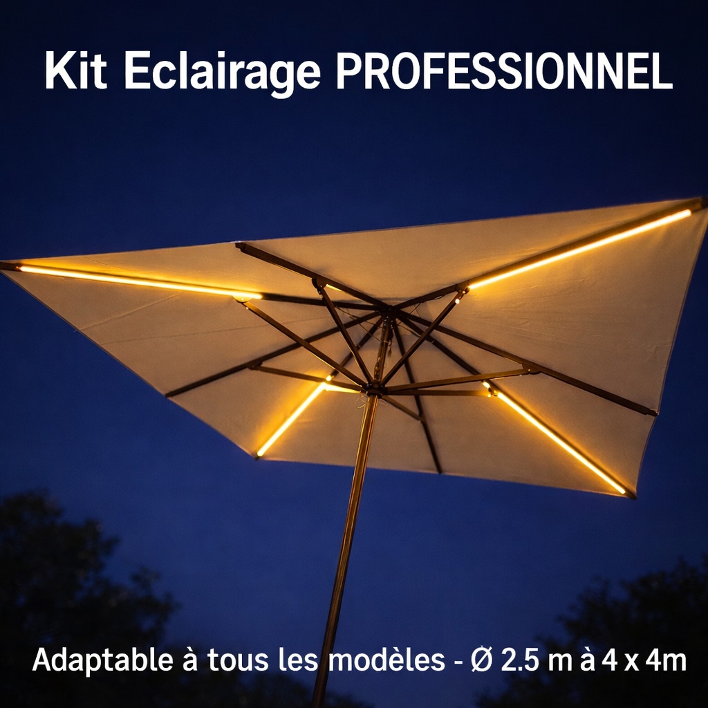 1014 - Kit de Iluminação para Guarda-Sol via Transformador de 24V (+ Fonte de Alimentação de 230V)
