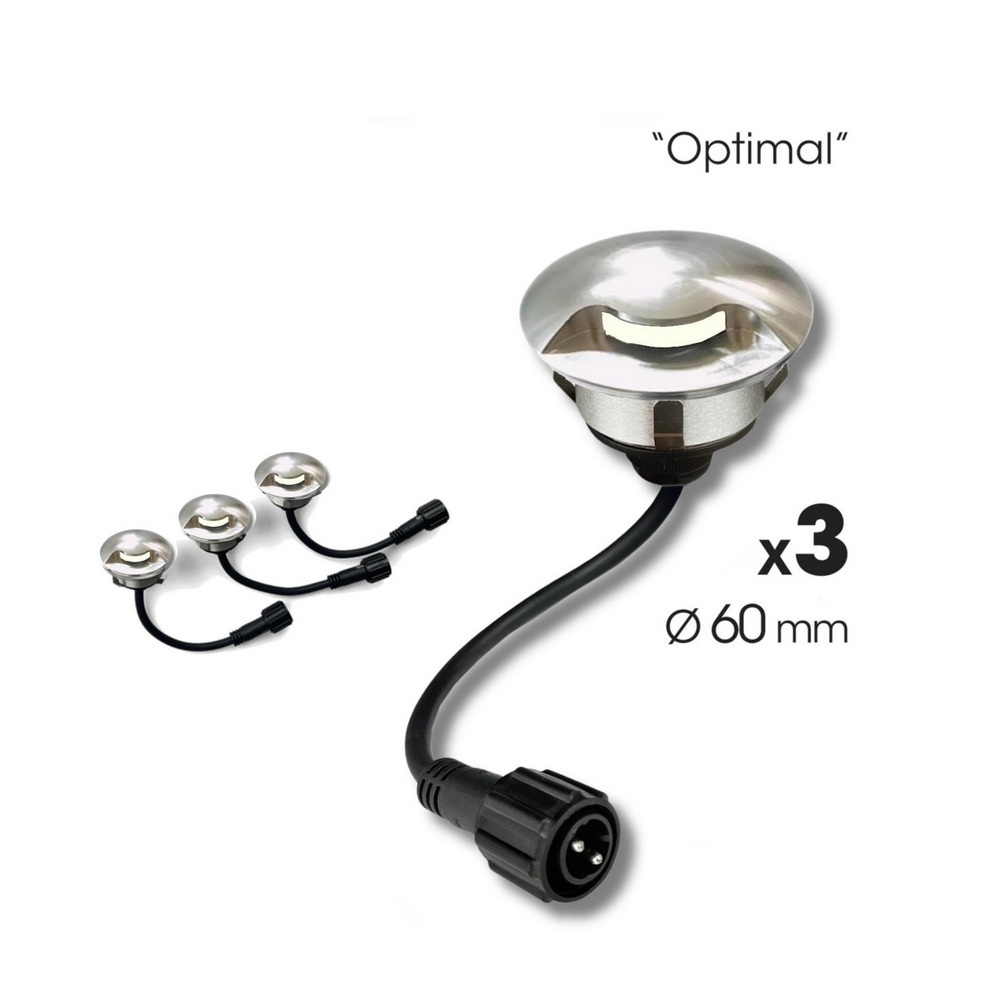 2036-D301 - 3 focos de madeira embutidos Ø6cm - 1 janela