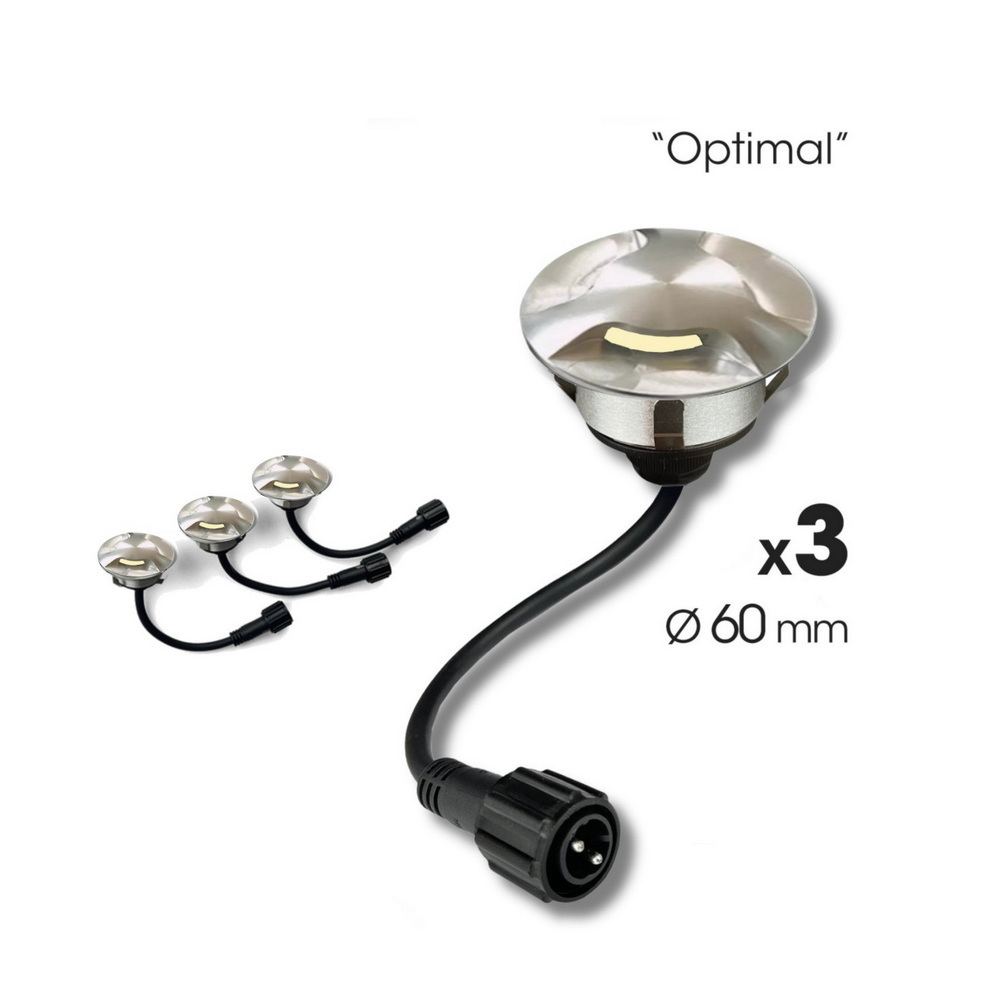 2036-D303 - 3 recessed wooden spotlights Ø6cm - 3 windows