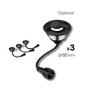 2036-D311 - 3 focos empotrables de madera Ø6cm negro - 1 ventana