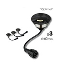 2036-D313 - 3 Spots encastrés bois Ø6cm noir - 3 fenêtres