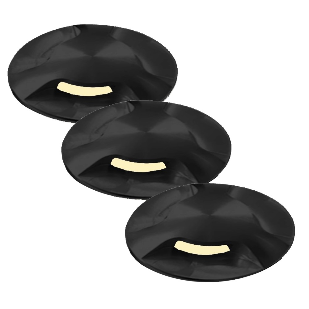 D313 - 3 Tampos de Alumínio Preto para Spot de Ø6cm 2036 - 3 Janelas