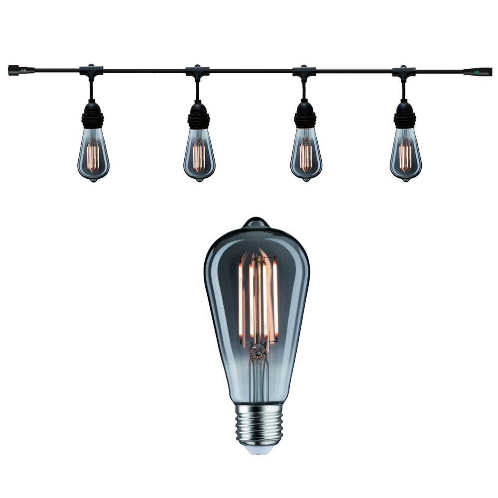 Guirlande 6m MODERN GREY (Ampoules Fumées) 8xE27/ST64 LED 4,5W - 2100K