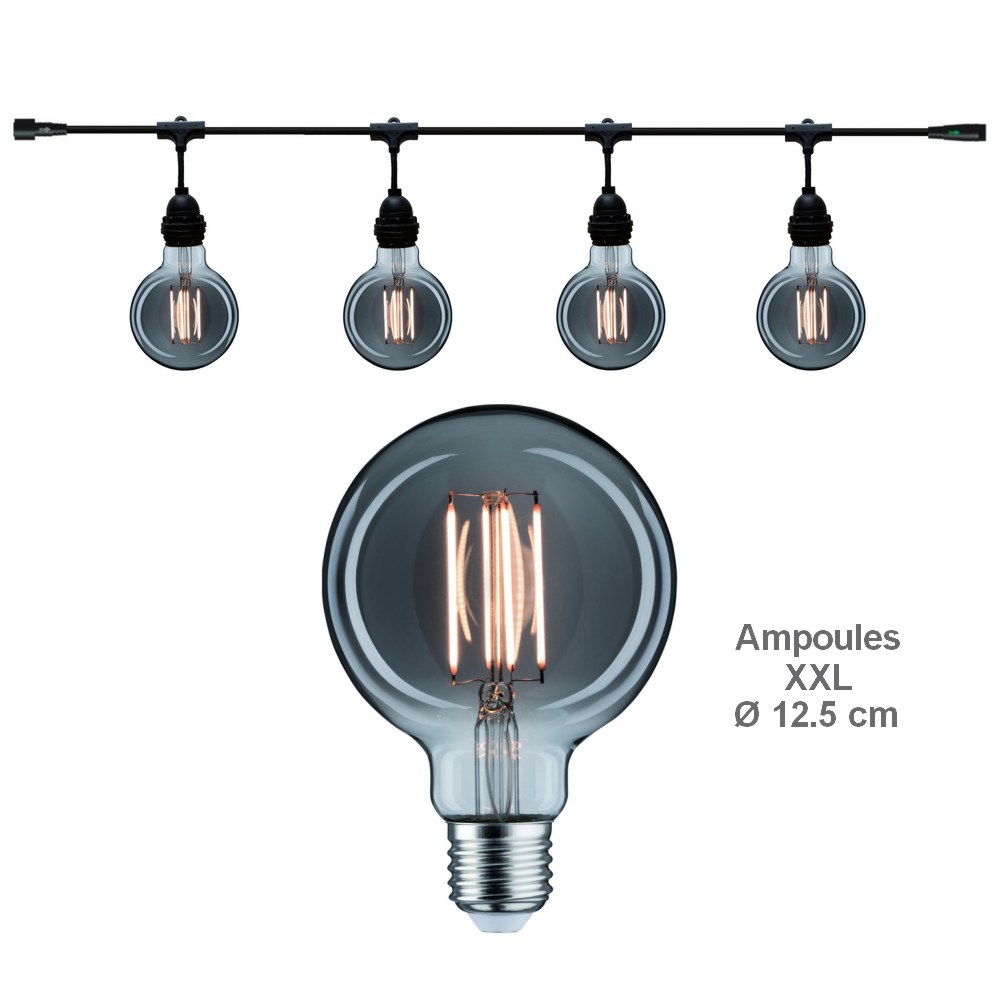 Guirlande 6m MODERN GREY (Ampoules Fumées) 8xE27/G125 LED 4,5W - 2100K