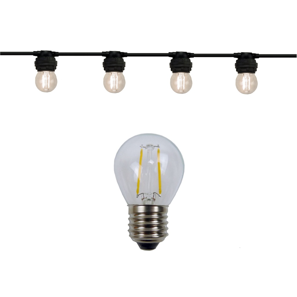 Guirlande 12m MOON (Ampoules Transp.) 24xE27/G45 LED 1W - 3000K