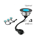 3 encastrés bois Ø6cm Bleu