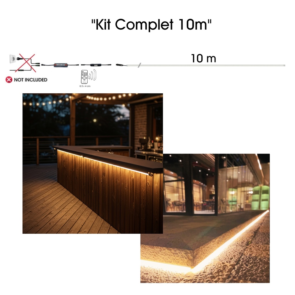 1064+ - Kit striscia luminosa in silicone da 10 m + accessori