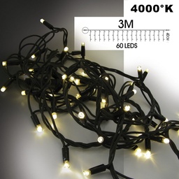 [9542] EXTENSION - Frange courte 60 LEDS (Flash) - L 3 m x H 40 cm -  Fil Noir - Blanc Chaud 4000°K