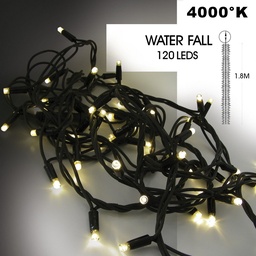[9572] EXTENSION - Water Fall 120 LEDS (Progressif) - Ht. 1,80 m x 20 cm -  Fil Noir - Blanc Chaud 4000°K
