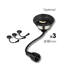 [2036-D313] 2036-D313 - 3 recessed wooden spotlights Ø6cm black - 3 windows