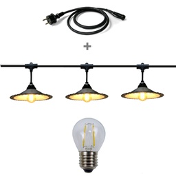 [8606-G33-30L-P] Guirlande 6m COUPELLE METAL (Ampoules Transp.) 8xE27 LED 2W - 3000K + prise