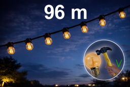 [8596-G11] Guirlande 96m TEMPEST (Ampoules Incassables) 192xE27/G45 LED 1W - 1700K