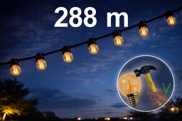 [8599-G11] Guirlande 288m TEMPEST (Ampoules incassables) 576xE27/G45 LED 1W - 1700K