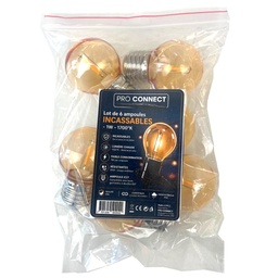 [G11x6] G11 - 6 Amp. Incassable E27/G55 Fil. LED 1W 1700K - Antic (Soit 2.95€/pc) (copie)